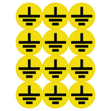 UZEMNĚNÍ černo/žlutý, aršík 12-ti ks o 50 mm